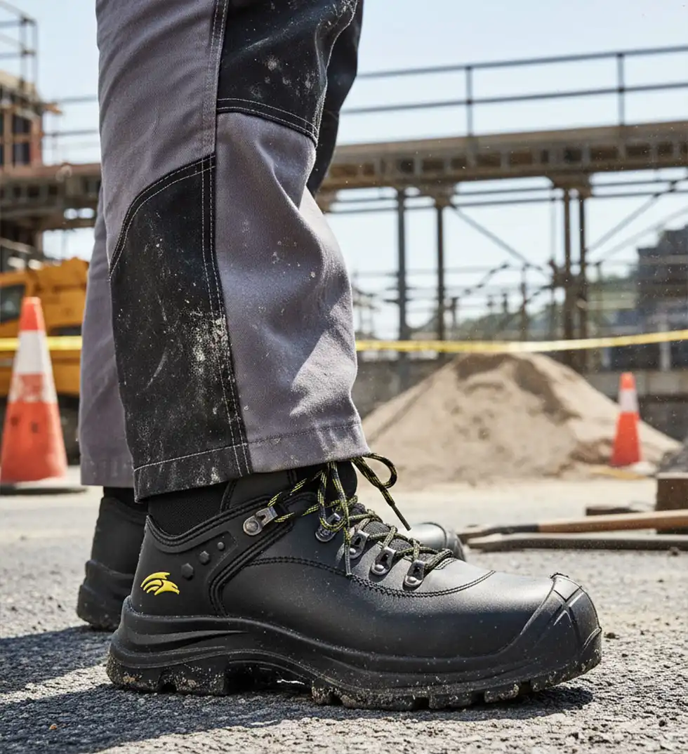 PB1C BLACK HIGH Scarpa antinfortunistica Media linea Bases in pelle impermeabile indossata all&#039;esterno